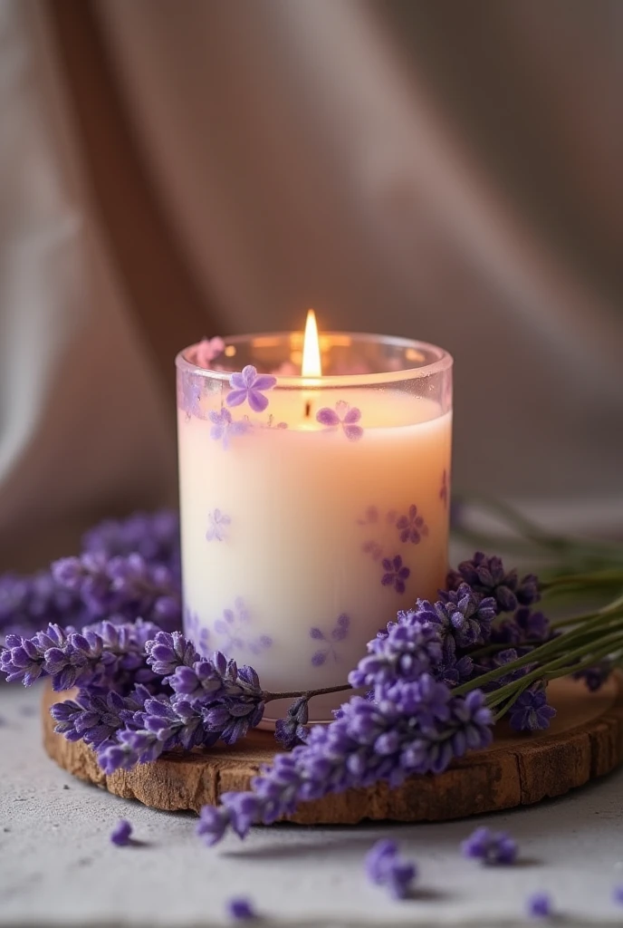 Luxury scented candle with lavender fragrance