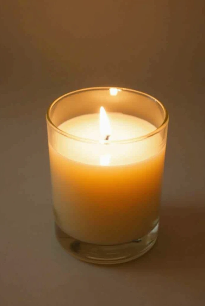 Elegant vanilla scented candle in glass container