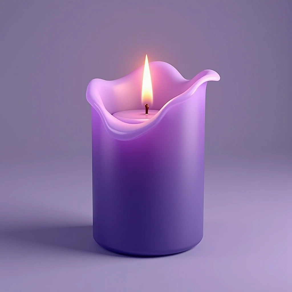 Lavender Dreams scented candle with purple wax